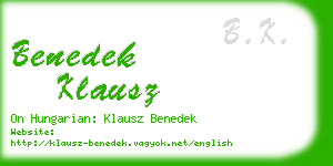 benedek klausz business card